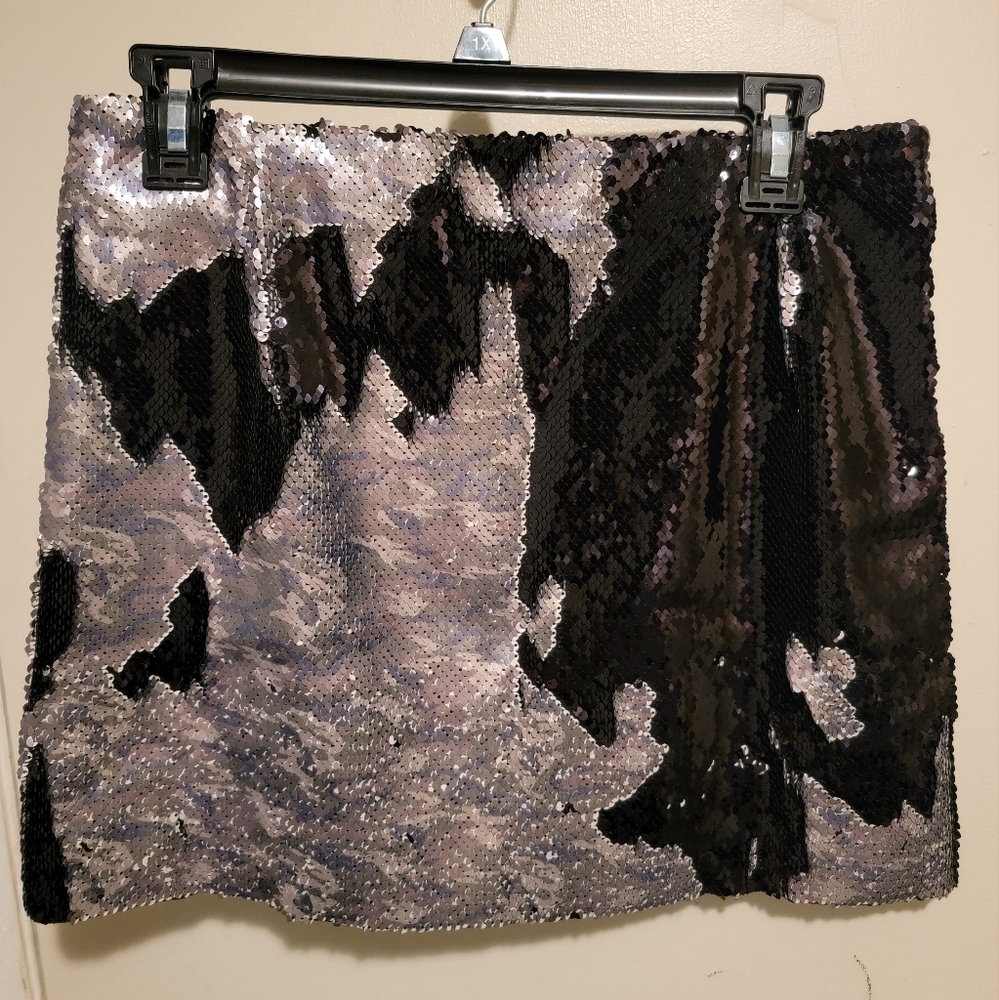 Free People FP-ONE Two Tone Camo Sequin Mini Skirt